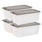 Iris® 91qt. Clear View Plastic Storage Bins with Gray Latching Buckle Lids, 4ct.